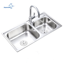 Fabricante profissional aquacúbico Double Bowl Deep desenhado tamanho grande pia de aço inoxidável